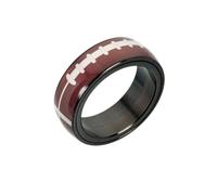 PAMTIER Rotating Rings for Men and Women Stainless Steel Size 13 Black Soccer Football Basketball Baseball Rugby Sports Statement Dainty Simple Orange Red Colourful Jewellery Rugby Size L 1/2