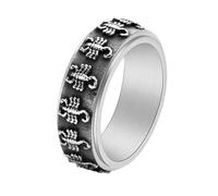 PAMTIER Scorpion Spinner Rings for Men Rotating Vintage Statement Stainless Steel Rock Punk Gothic Jewelry Silver Size S