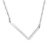 PAMTIER Sideways Initial Necklaces for Women Silver Plated A-Z Pendant Stainless Steel Delicate Big Alphabet Simple Letter Jewellery Silver Letter L