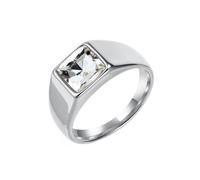 PAMTIER Square Gemstone Rings for Men Stainless Steel Gold/Silver Plated Colourful Statement Personalised Dainty Vintage Simple Jewellery Silver White Size U