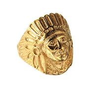 PAMTIER Stainless Steel Retro Indian Chief Ring Mens Biker Jewelry, Metal, only metal