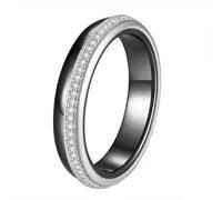 PAMTIER The Ring for Men and Women Black Size White Size Ceramic Dainty Zirconia Simple and Classic Wedding Couple Gemstone Jewelry Silver Black Size L 1/2