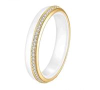 PAMTIER The Ring for Men and Women Black Size White Size Ceramic Dainty Zirconia Simple and Classic Wedding Couple Gemstone Jewelry Gold White Size S