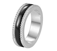 PAMTIER The Ring for Men and Women Black Size White Size Ceramic Rotating Zirconia Simple and Classic Wedding Couple Jewelry Silver Black Size U