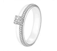 PAMTIER The Ring for Women Black Size White Size Ceramic Zirconia Simple and Classic Wedding Couple Gemstone Dainty Jewelry Silver White Size S