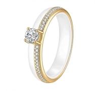 PAMTIER The Ring for Women Black Size White Size Ceramic Zirconia Simple and Classic Wedding Couple Gemstone Dainty Jewelry Gold White Size P 1/2
