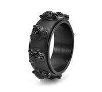 PAMTIER Tiger Rings for Men Rotating Vintage Statement Stainless Steel Rock Punk Gothic Jewelry Black Size N 1/2