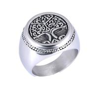 PAMTIER Tree Of Life Rings For Men Silver Gold Plated Stainless Steel Size 15 Religious Vintage Punk Gothic Personalised Statement Cool Faith Jewellery Silver Size W