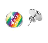 PAMTIER Unisex LGBT Stainless Steel Creative Simple Trend Rainbow Elements Earring Love is Love