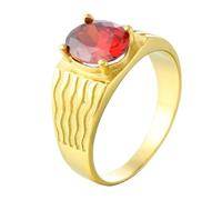 PAMTIER Unisex's Stainless Steel Classic Elegant Novel Trend Personalized Simple Gem Ring Red Size W