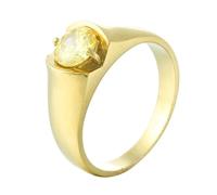 PAMTIER Unisex's Stainless Steel Elegant Novel Trend Personalized Simple Classic Gem Ring Gold Size W