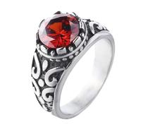 PAMTIER Unisex's Stainless Steel Simple Classic Elegant Novel Trend Personalized Gem Ring Red Size W