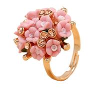 PAMTIER Women's Ceramics Flowers Ring Adjustable Size Suitable for Everyone for Birthday Party Wedding, Metal, metal
