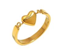 PAMTIER Women's Gold Plated Love Heart Statement Ring Size P 1/2