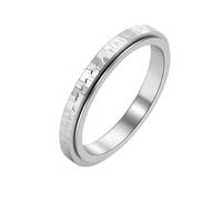 PAMTIER Women's Hammered Textured Rotating Ring 3mm Stainless Steel Spinner Fidget Ring Comfort Fit Silver Size N 1/2