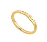 PAMTIER Women's Stainless Steel Angel Number 1111 Ring Gold Dainty Personalized Numerology Signet Ring for Her Size N 1/2