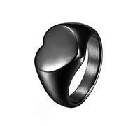 PAMTIER Womens Stainless Steel Chunky Heart Ring Simple Plain Signet Statement Rings Black Size J 1/2