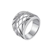 PAMTIER Women's Stainless Steel Classic Retro Trend Openwork Weaving Ring Silver Size L 1/2