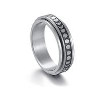 PAMTIER Womens Stainless Steel Moon Spinner Ring Silver Statement Rings Stress Relieving Lmm Size W