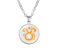 PAMTIER Zodiac Sign Necklace for Women Men Couples Circle Spirit Pendant Astrology Celestial Constellation Horoscope Stainless Steel Simple Colourful Jewellery Taurus