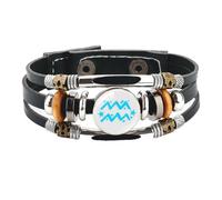 PAMTIER Zodiac Signs Spirit Bracelets for Women Men Couples Multi-Layered Constellation Colourful Horoscope Handmade Adjustable Bangles Wristband Jewellery Aquarius