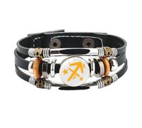PAMTIER Zodiac Signs Spirit Bracelets for Women Men Couples Multi-Layered Constellation Colourful Horoscope Handmade Adjustable Bangles Wristband Jewellery Sagittarius