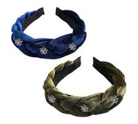 Pamtns 2 Pieces Velvet Hair Band Headband for Women Elegant Hairbands Vintage Wide Headband for Women with Rhinestones Non-Slip Hair Accessories
