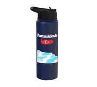 Pamukkale Souvenir Thermal Pools Turkey map Turkish Flag Stainless Steel Insulated Water Bottle