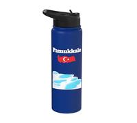 Pamukkale Souvenir Thermal Pools Turkey map Turkish Flag Stainless Steel Insulated Water Bottle