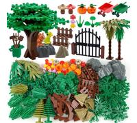 Pamvava Plants Flowers Building Blocks Accessories, Tree Botanical Parts and Pieces Set, Garden Forest Jungle Farm Park Bricks Toys with Animals