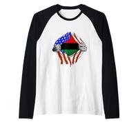 Pan African Chest Afro-American UNIA Flag Black Liberation Raglan Baseball Tee