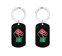 Pan-African Power Keychain Car Keyring with Graphic Pendant Dog Tag for Wallet Backpack