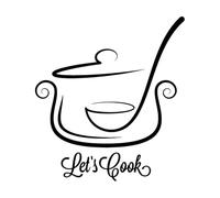 Pan and Ladle Let's Cook Motivation Words Kitchen Fine Carving Stickers 54x59.5cm Art Decoration Black
