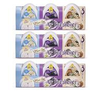 Pan Aroma 3 x 3pk Assorted Mini Gel Air Freshener With Welari Thank You Card Vanilla Coconut Lavender Linen Fragrance Scent Room Home Deodorizer (9pk) (3pack)
