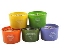 Pan Aroma 5 Glass Jar Scented Candles - Lemongrass, Lime Ginger, Jasmine, Sandalwood
