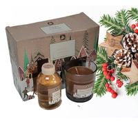 Pan Aroma Christmas Candle & Reed Diffuser Gift Set Happy Holidays Gingerbread Scented, Brown, (PAN0595)