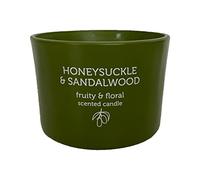Pan Aroma Green Decorative Holder & Scented Candle, Sandalwood & Honeysuckle, 85G