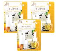 Pan Aroma Plug In 3 Air Freshener Pack of 3 Tangerine and Vanilla Scent 30-day Room Fragrance Home Deodorizer with Welari Thank You Card | (3pack) (3plug)