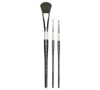 Pan Art Synthetic Brush Set No.00-04 - All-Round - Ideal for Painting & Detailing - 3 Piece Set, Grey