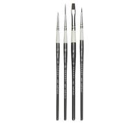 Pan Art 4-Piece Synthetic Fibre Brush Set No. 01-06 - Versatile Artist Brushes for Mixed Media - Professional Artist Quality Painting Set for Beginners & Professionals