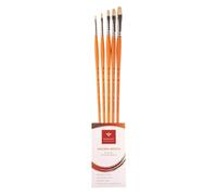 Pan Art Flat Brush Set Natural Bristles No.02-10 Oil 5 Pieces