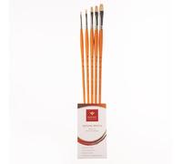 Pan Art Flat Brush Set Natural Bristles No.02-10 - Oil Painting - 5 Pieces