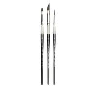 Pan Art Synthetic Brush Set No.01-04 - All-Purpose for Painting and Art - 3 Pieces, Grey