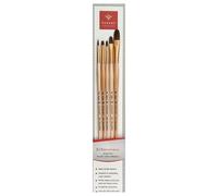Pan Art Synthetic Brush Set No. 04-14 for Acrylic Painting - Professional Art Brushes - 5 Pieces, Beige