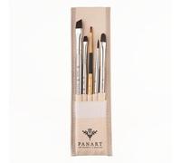 Pan Art synthetic brush set with cotton pouch, synthetic bristles, multi-colour handles for acrylics, oils and water-based paints