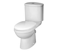 Balterley Close Coupled Toilet with Cistern & Soft Close Seat, Bathroom Toilet Cistern with Round Seat Pan & Dual Flush, WC Toilets for Bathrooms & Cloakroom - 370mm x 650mm x 810mm (White)