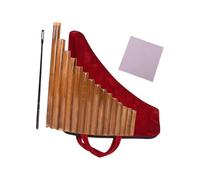 Pan Flute Folk Musical Instrument 15 Pipes G Key Gifts with Storage Bag Woodwind Instrument for Beginners Learning Teaching, Left Hand
