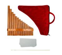 Pan Flute/Pan Pipes Wooden G Tone 15 Pipes - Chinese Traditional Wind Instrument | Beginner Practice, Breath Control Training, Finger Placement Exercise, Home Rehearsal and Music Performance (G)