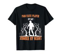 Pan Flute Player by Day Zombie by Night Funny Halloween T-Shirt
