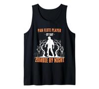 Pan Flute Player by Day Zombie by Night Funny Halloween Tank Top